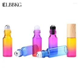 Storage Bottles 5Pcs Glass Roll On For Essential Oil Travel Kit 5ml Gradient Colour Empty Bottle Roller Ball