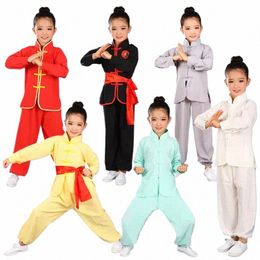 kid men women Chinese Traditial KungFu Uniform For Boys Girls Wushu Costume Suit Set Tai Chi Folk performance stage Outfit K50b#