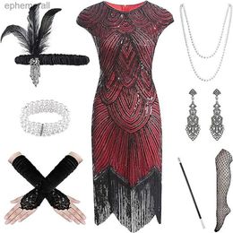 Urban Sexy Dresses Retro Vintage Roaring 20s 1920s Flapper Dress Headband The Great Gatsby Womens Sequins Tassel Fringe Evening yq240330