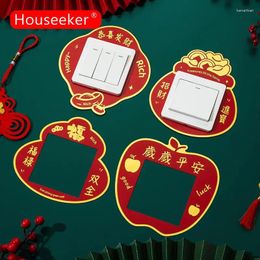 Window Stickers Houseeker Spring Festival Style Switch Protective Cover Surrounding Decoration Year Wall Decor