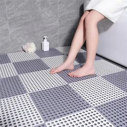 Bath Mats Creative Silicone Bathroom Splicing Anti-slip Household Round Hole Drain Floor Pads Simple Shower Room Hollow Foot