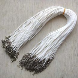 Components Wholesale 100pcs 1.5 2.0mm white wax Leather cord rope necklaces 45cm with Lobster clasp jewelry for diy pendants free shipping