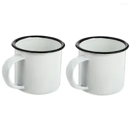 Wine Glasses 2 Pcs Travel Coffee Mug Enamel Water Cup Camping Vintage Tea Drinking Retro Office