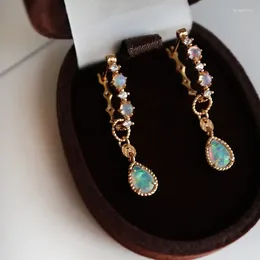 Dangle Earrings Fashion Style Colorful Opal Drop For Women Water Droplet Pendant Vintage Exquisite High End Light Luxury Jewelry Gift