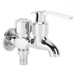 Bathroom Sink Faucets 1 Inlet 2 Outlet Double Heads Dual Use Single Cold Washing Machine Water Faucet Tap For Home Tool