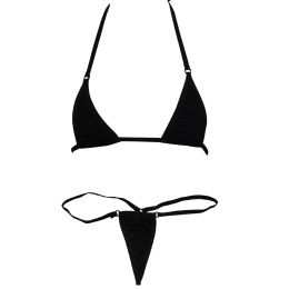 Womens Micro Lingerie Set Self-tie Bra Tops with G-String Thongs 2 Piece Extreme Bathing Suit Sexy Brazilian Swimwear Swimsuit