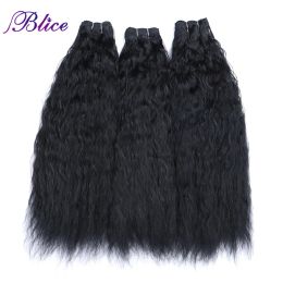 Weave Blice Synthetic Hair Bundles Kinky Straight Curly Hair Pieces Double Weft Hair Weaving Three Pcs Deal For Women