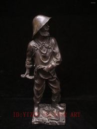 Decorative Figurines YIZHU CULTUER ART Sparse Collection Old Bronze Carved Seaman Figure Statue Decoration H14.5 Inch