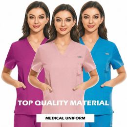 surgery Uniform Dentist Scrubs Tops Fi Hotel Workwear Scrub Shirts Medical Uniform Pet Shop Doctor Nurse Blouse Nursing t1KV#