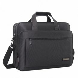 large Briefcases For Men Canvas Tote Bag Laptop Case 15.6 Inch Bag Waterproof Work Busin Bag Shoulder Menger Oxford Black B00I#