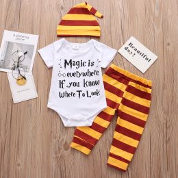 Newborn Baby Clothes 3 Pieces Sets 2023 Halloween Little Wizard Tops+Pants+Hat Toddler Babe Boy Girl Outfits