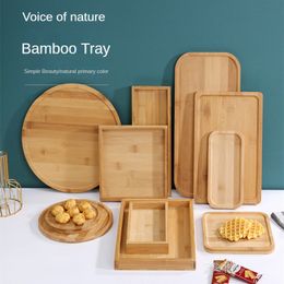 Bamboo And Wood Plate Tray Multi-size Fruit Plate bread Plate For Home And Restaurant