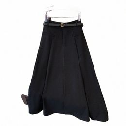 150kg Plus Size Women's Hip 164 Autumn High Waist A-Line Suit Pleated Skirt Black 5XL 6XL 7XL 8XL 9XL 10XL i6F0#