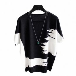 women Plus Size 3XL 4XL Summer Sweater Short Sleeve O Neck Knitted Pullover Thin Rib Oversize Tops Female Jumper Free Clothing 7759#