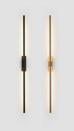 Modern simple linear tube LED wall lamp up down background opposite wall light LED bedside foyer corridor black gold LED sconce 216571956