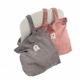 jiomay Corduroy Totes Bags for Women Shoulder Bag Female Soft Envirmental Storage Reusable Girls Handbag Shopper Tote g75P#