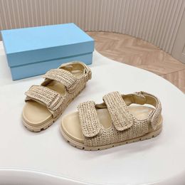 designer slides espadrilles sandals flat shoes real leather casual sandal summer beach shoe with box 541