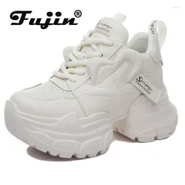 Casual Shoes Fujin 9cm Cow Genuine Leather Females Comfy Autumn Spring High Brand Sneakers Ladies Vulcanize Women Platform Breathable