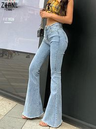 Women High Waist Flare Jeans Pants Vintage Skinny Ladies Jeans Women Fashion Stretch Denim Trousers Plus Size Wide Leg Jeans 240315