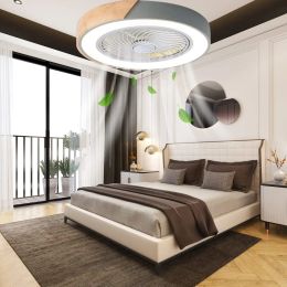 Modern Wood Ceiling Fan Light with Remote Control Dimmable 3 Colour Timing LED Light Fan Lamp Indoor Bedroom Living Room
