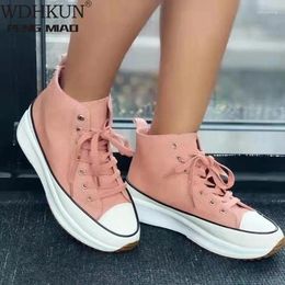 Fitness Shoes Brand Large Size 43 Canvas Women Fashion High Top Sneakers Spring Female Footwear Pumps Platform Vulcanised
