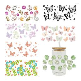 Window Stickers Beautiful Butterly Flowers UV DTF Sticker For 16oz Cup Wrap Transfer Custom Label DIY Logo Self Adhesive D7649
