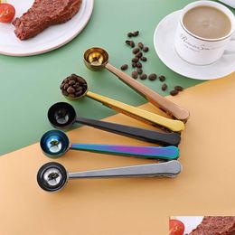 Spoons Scoop With 2 In 1 Stainless Steel Spoon And Bag Clip For Measuring Coffee Protein Powder Instant Drinks Food Sealing Tly059 Dro Otdps
