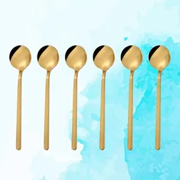 Coffee Scoops 6pcs Stainless Steel Spoon Espresso Decorative Appetiser Tableware Dessert Spoons Stirring Mixing Sugar Stir Fruit