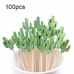 Tools Cocktail Picks Bamboo Toothpicks Handmade 100 Pieces 5.1 Inch Green Cacti