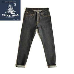 Men's Jeans SauceZhan 315XX Taper Fit Mens Denim Jeans Unwashed Blue Jeans 14.5 oz Motorcycle JeansL2403