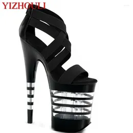 Dance Shoes 20cm High Tops Gladiator Sandals 8 Inch Heels Stripe Crystal Open Toe Women