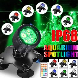 Waterproof Underwater Lights Adjustable Fountain Pool Pond Aquarium Spotlight Multi Colour Submersible LED Lights Garden Decor
