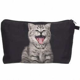 cute Carto Cat Printing Cosmetic Case 3D Kittens Printed Female Storage Makeup Bags Women Girls Clutch Bags Travel Ctainer 55PH#