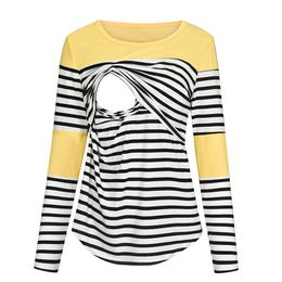 Women Maternity Long Sleeve Striped Nursing Tops T-shirt For Breastfeeding Pregnancy T Shirts for Pregnant Women Maternity Cloth