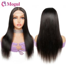 180% Density Bone Straight 13x4 Lace Front Wig Transparent 4x4 Lace Closure Wig Natural Color Human Hair Wigs For Women