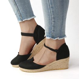 Casual Shoes Leisure Wedge Sandals For Women In Summer Versatile Breathable Buckle Straps High Heel Ladies