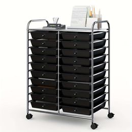 20 Drawers Rolling Cart Storage Scrapbook Paper Studio Organiser Bins Black