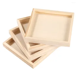Decorative Figurines Wood Trays For Block Puzzle Serving Storage Toy Wooden Home Unfinished Blocks Holder
