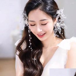 Hair Clips Barrettes 3Pcs White Flower Pearls Sticks Comb Pins Bridal Jewellery Accessories Drop Delivery Hairjewelry Otniq