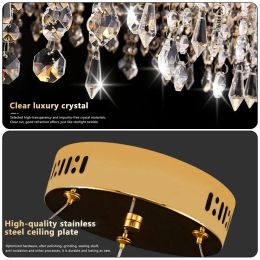 Royal Nordic Led Lustre Pendant Lights Luxury Crystal Chandelier for Living Dining Room Circle Hanging Lamp Home Decor Fixture
