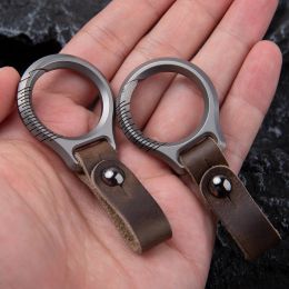 Tools Titanium Alloy Leather Waist Belt Keychain Car Pendant EDC Outdoor Tool Men Women Luxury Highend Gifts