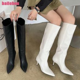 Boots Western Women Modern Boots Pointed Toe Outside Female Casual High Heels Shoes 2023 Fashion Party Dress Ladies Kneehigh Boots