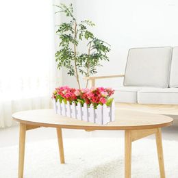 Decorative Flowers Household White Fence Set Flower Arrangement Artificial Plants Fake Decor Bamboo Simulated Bonsai