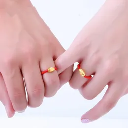 Cluster Rings Fashion Simple Red Black Rope Ring Elegant Lady Gold Plated Lucky Jewelry Banquet Accessories Couple Gifts For Good Friends