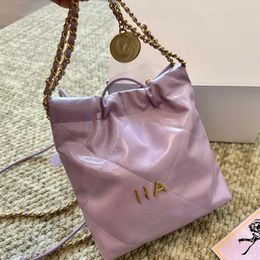 22 Mini Garbage Bag Fashion Women Shoulder Bag Leather Diamond Plaid Gold Silver Hardware Letter Luxury Handbag Coin Charm Purse Matelasse Chain Crossbody Bags 20cm