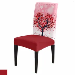 Chair Covers Valentine'S Day Love Tree Cover Set Kitchen Stretch Spandex Seat Slipcover Home Decor Dining Room