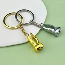 Party Favour Teeth Keychain Tooth Shape Dentist Key Ring Creative Alloy Keychains Cute Ornament Pendant