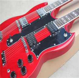 double neck 1275 electric guitar red mahogany body HH pickups rosewood fingerboard shell inlay special Tailpiece 12 and 6 strings3613652