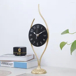 Table Clocks Desk Clock Creative Art Decoration Living Room Golden Home Accessories Battery Operated With Silent Sweep Mechanism