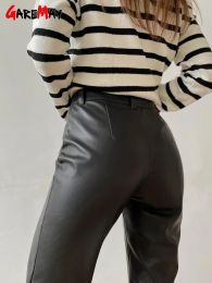 2024 calça de couro feminina lápis preto tight puil de couro faux zíper sólido de couro clássico de couro fino para mulheres inverno